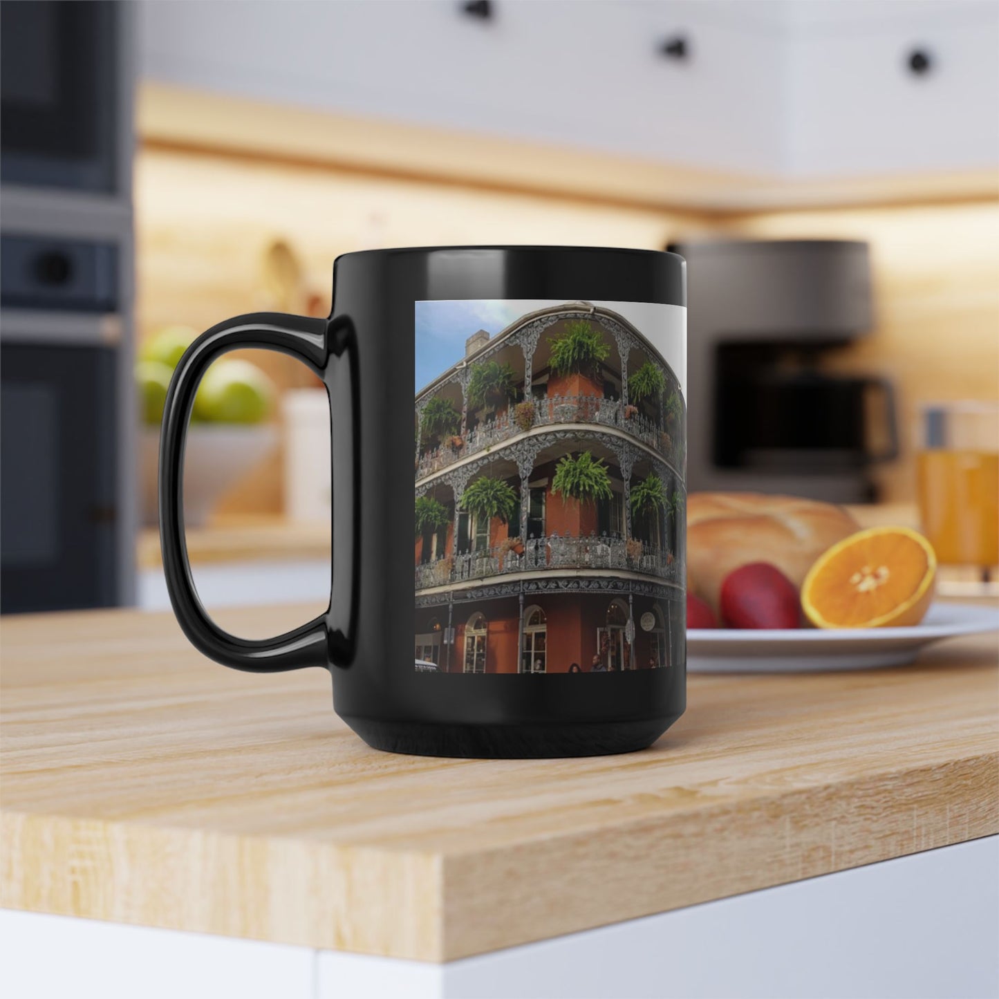 Mardi Gras Mug, New Orleans Bourbon Street, Black 11oz, 15oz Coffee Cup