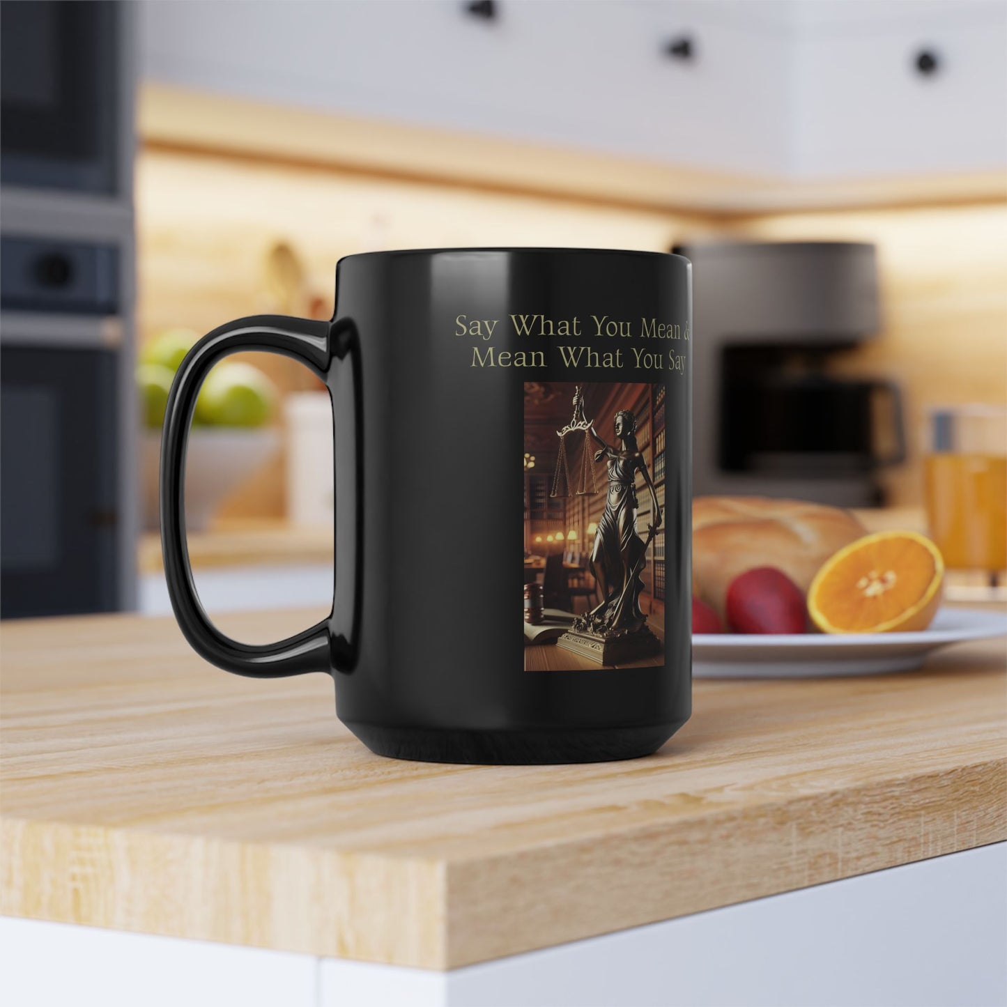 Religious & Spiritual, Matthew 5:37, Biblical Phrase of justice and honesty. Black Mug (11oz, 15oz)