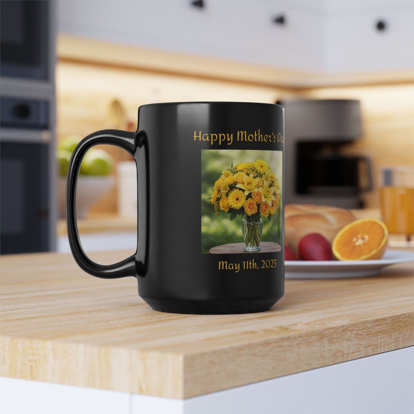 Mother's Day Floral Table with Yellow Bouquet Mug