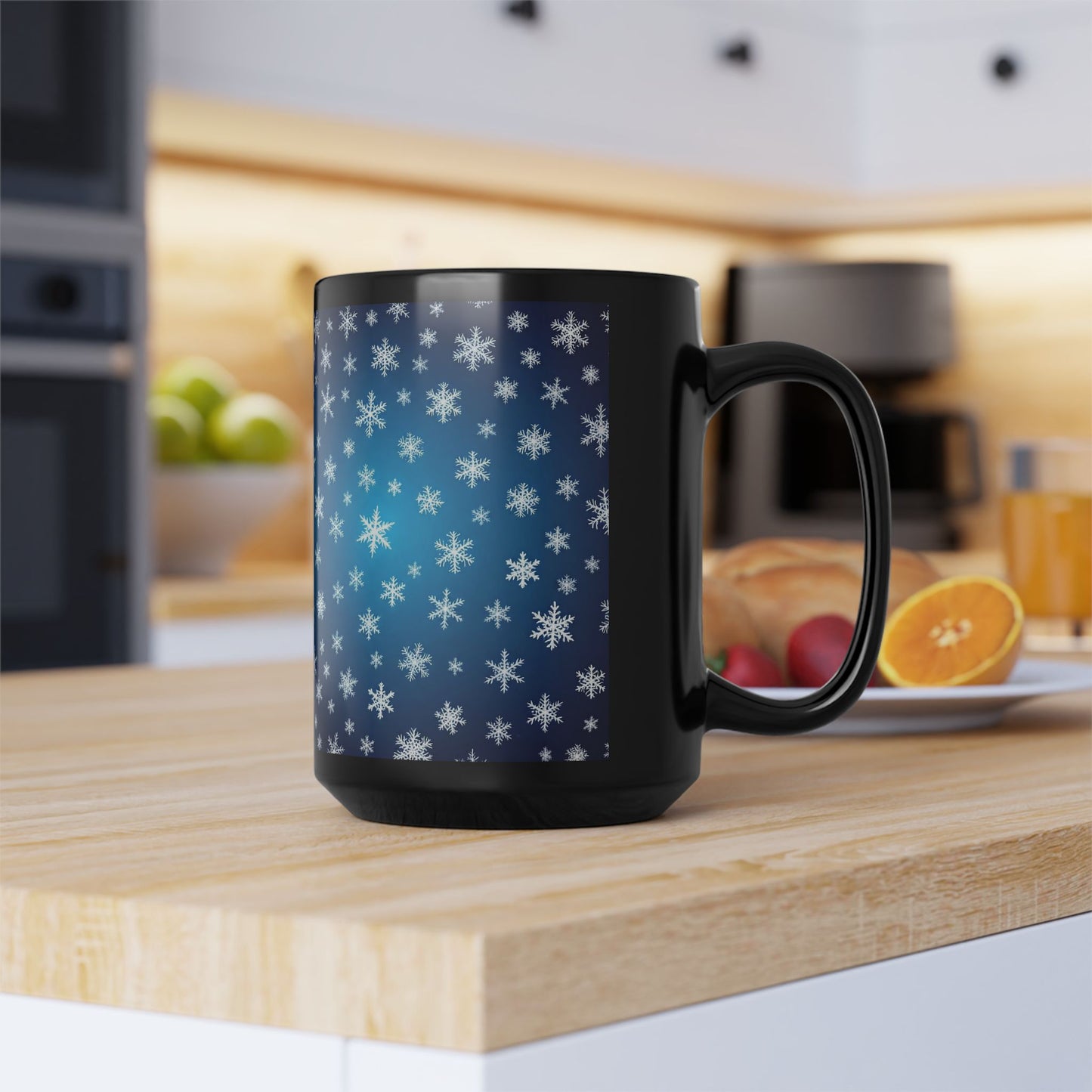 Snowflake Pattern Mug, Winter Coffee Cup, Holiday Drinkware, Christmas Gift, Hot Cocoa Mug, Seasonal Tea Cup