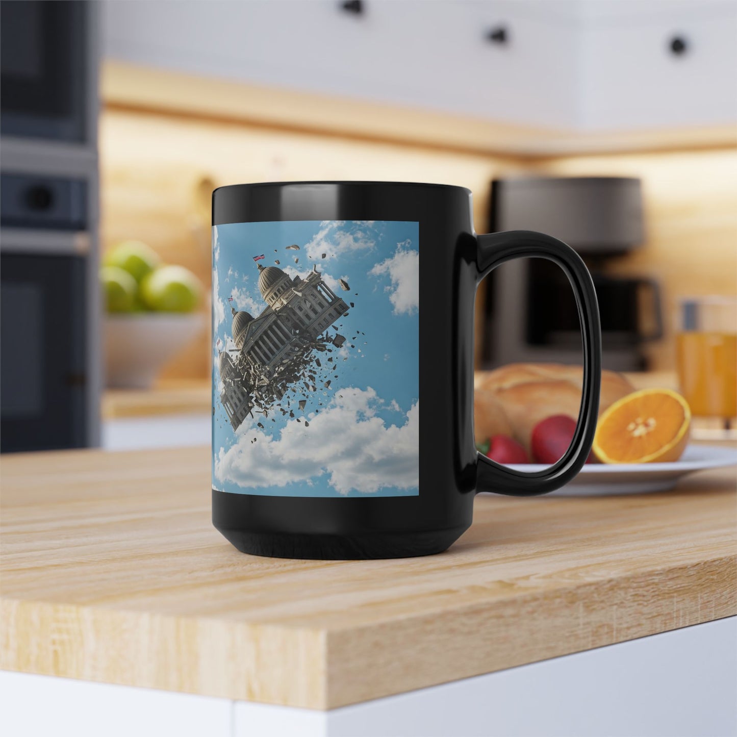 United We Stand Black Mug, Patriotic American Coffee Cup USA Pride Mug.