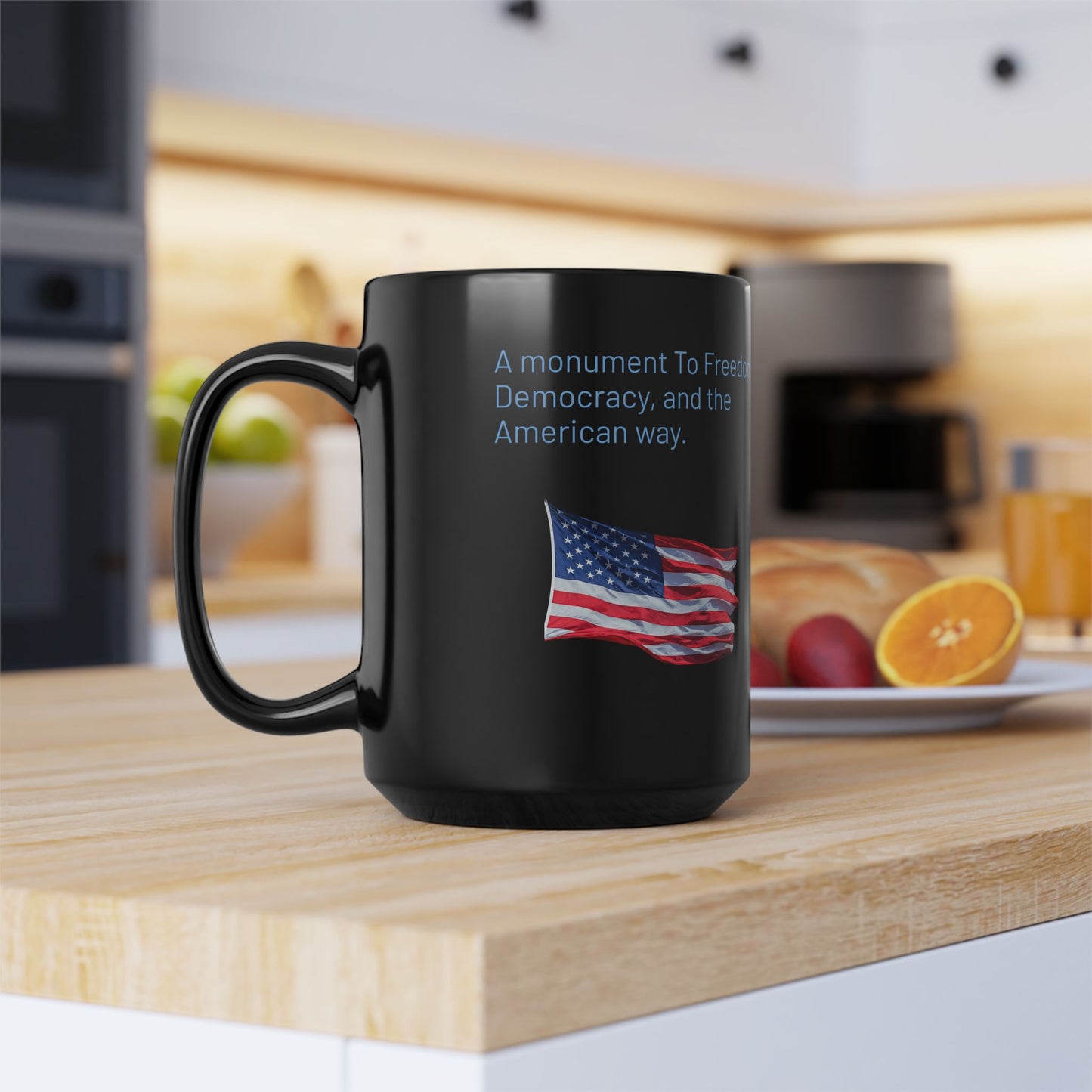 Mt Rushmore, Monument to Freedom, Democracy, & American way. Black Mug, (11oz 15oz)