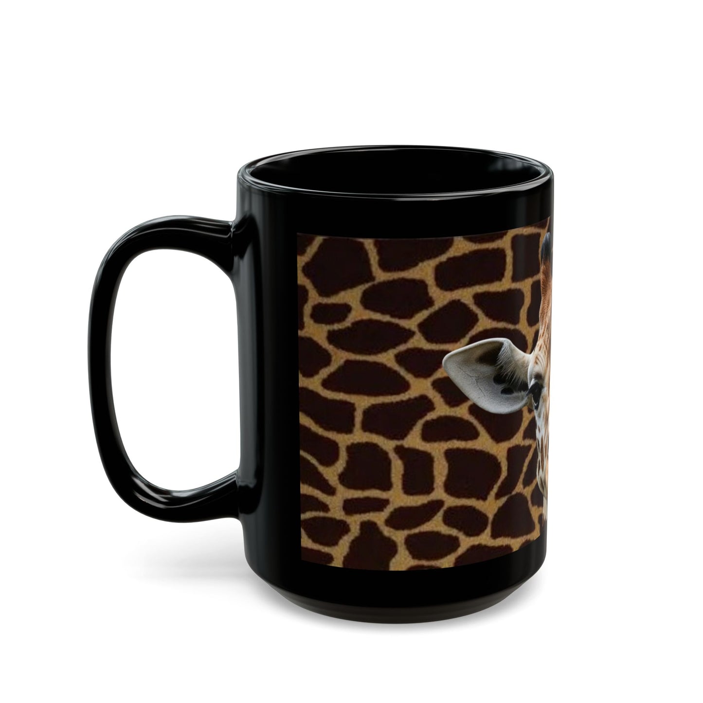 Giraffe with Pattern Background Black Mug (11oz, 15oz)