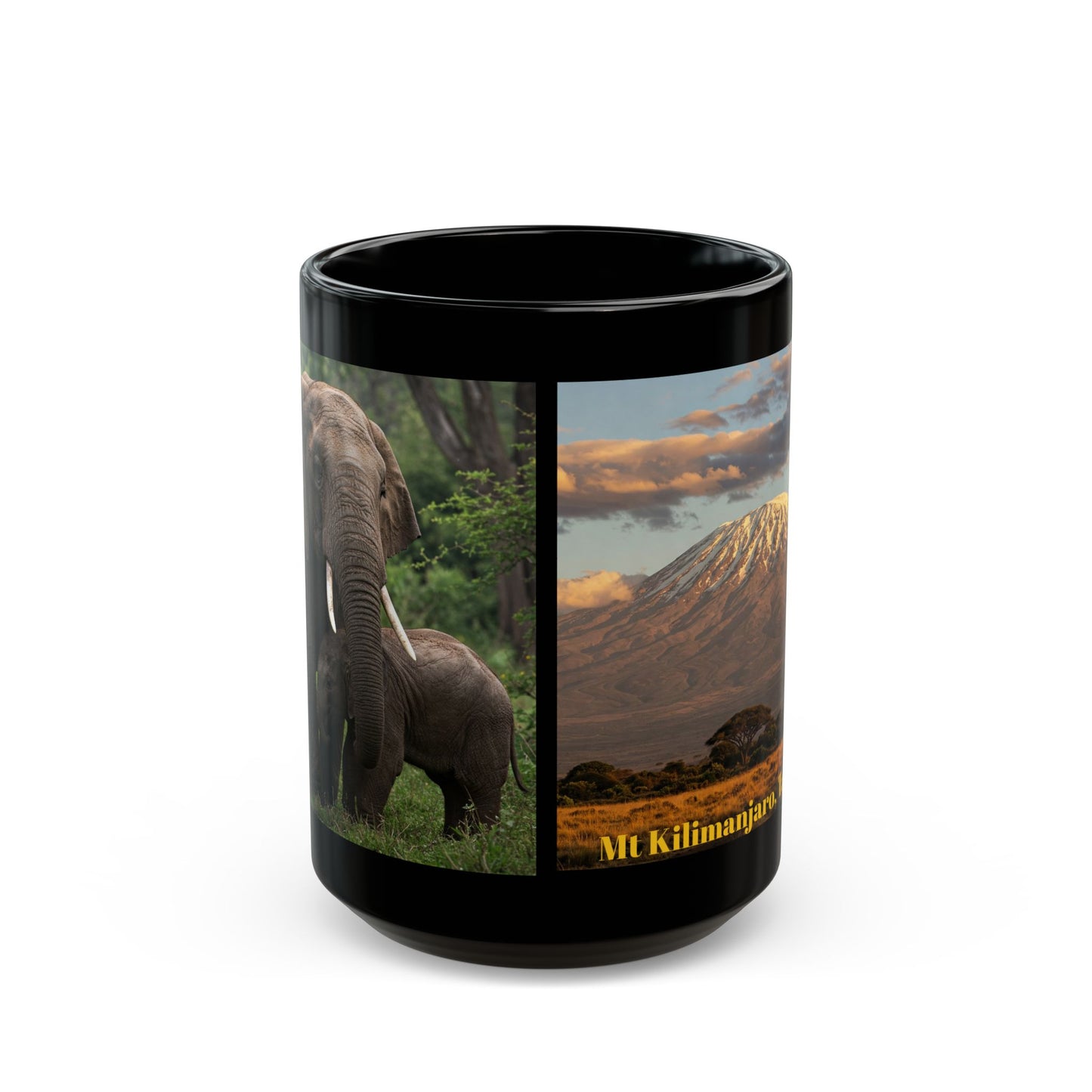 Mt Kilimanjaro, Elephants Safari Black Mug (11oz, 15oz)