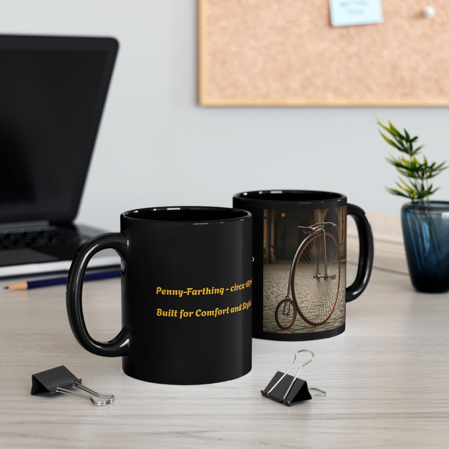 Vintage Penny-Farthing Black Mug (11oz, 15oz)