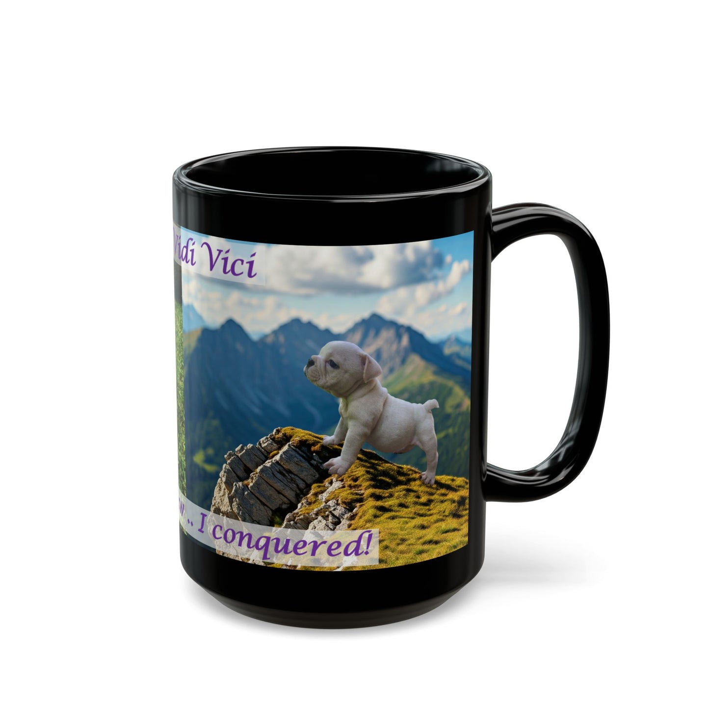 Veni Vidi Vici, British Bulldog Puppy Emma Black Mug (11oz, 15oz)