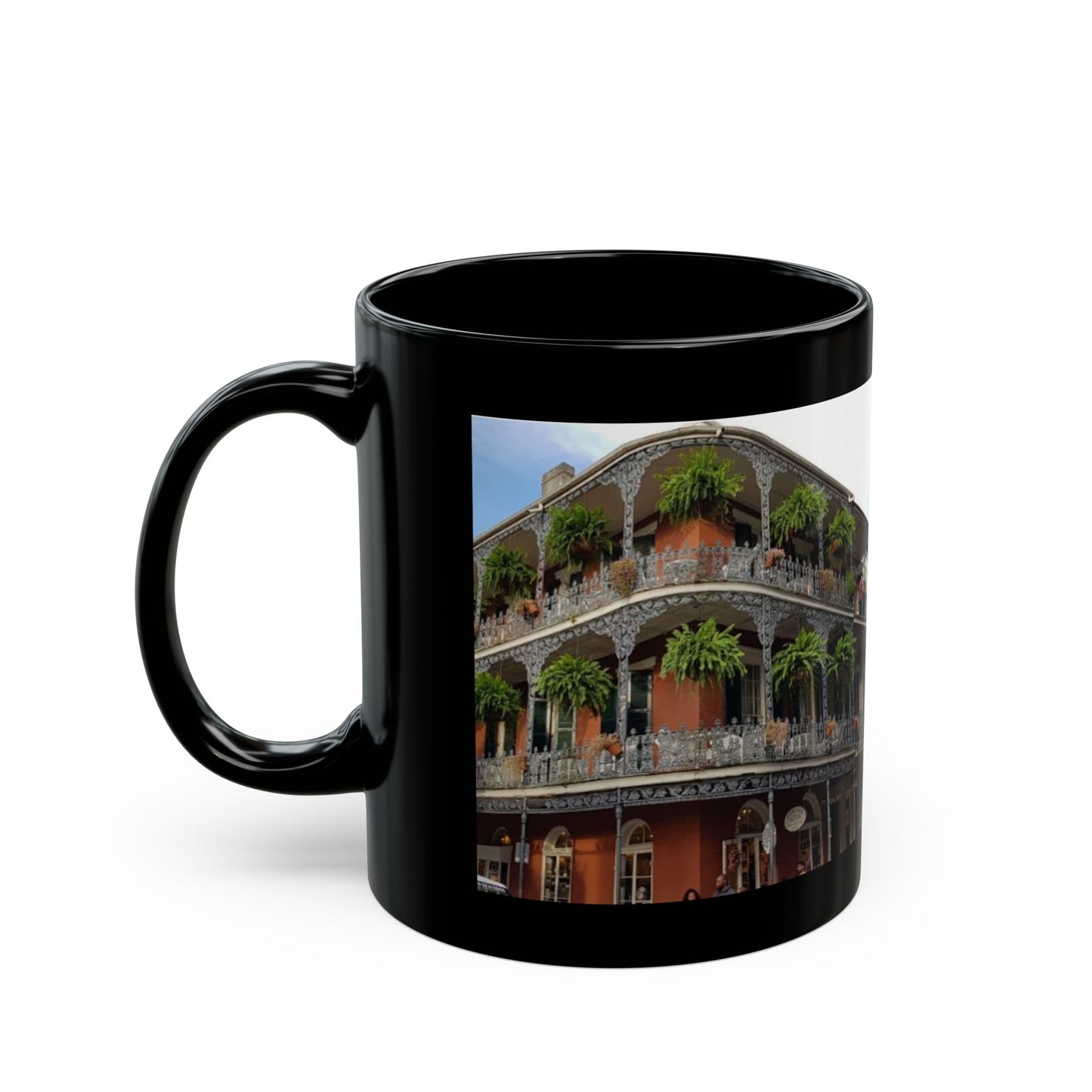 Mardi Gras Mug, New Orleans Bourbon Street, Black 11oz, 15oz Coffee Cup