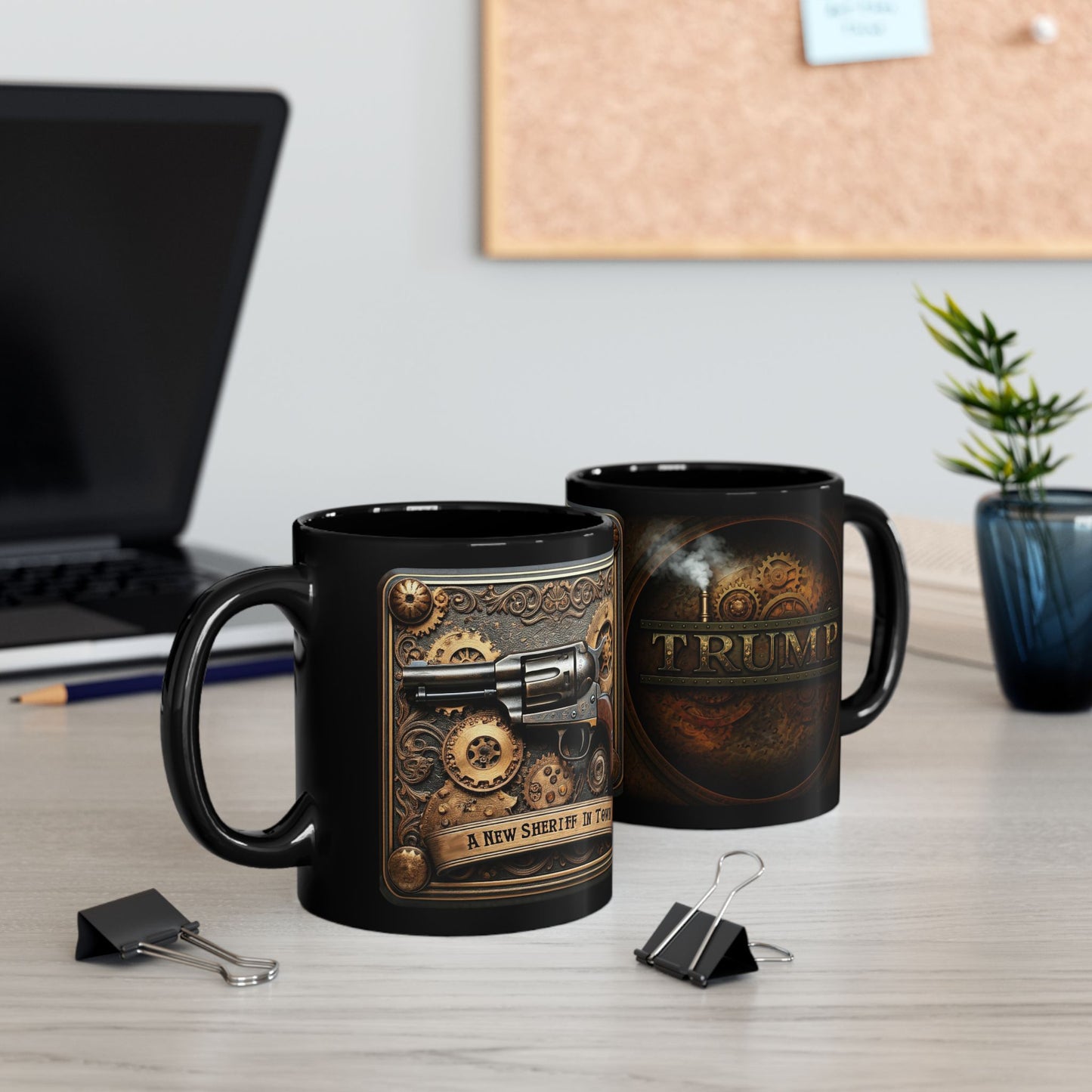 Trump Sheriff - Peace Through Strength Black Mug (11oz, 15oz)