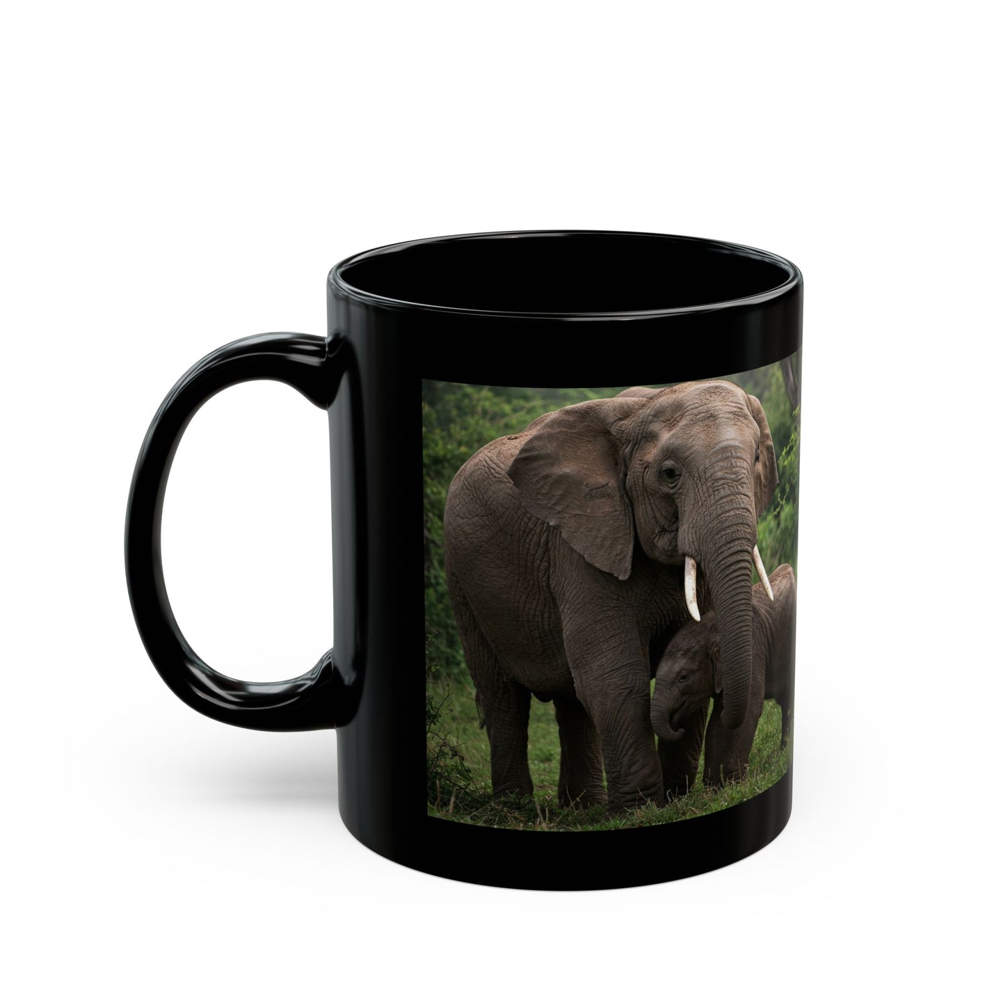 Mt Kilimanjaro, Elephants Safari Black Mug (11oz, 15oz)