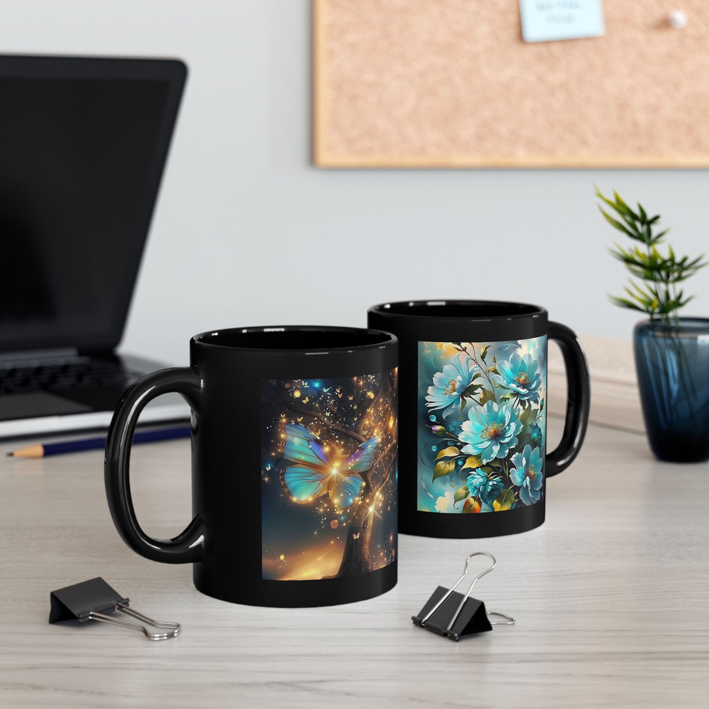 Blue Flowers and Butterflies, Mother's Day Gift for Mom (11oz, 15oz)