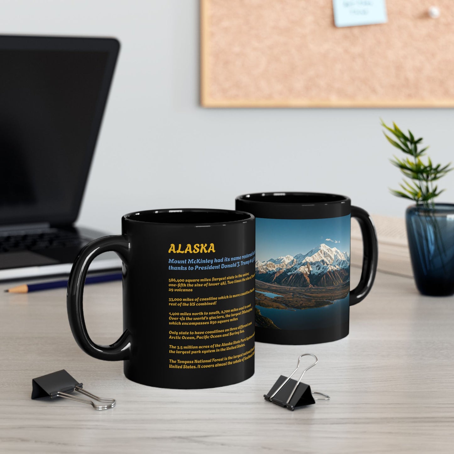 Mount McKinley - Donald J. Trump Black Mug, Interesting Facts Coffee Cup, (11oz 15oz)