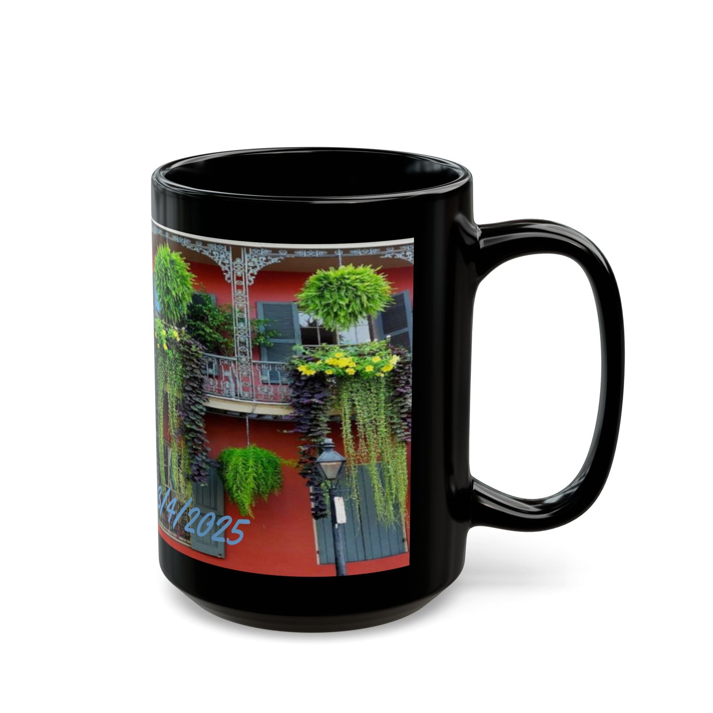 Mardi Gras, French Quarter Architecture design, Black Mug (11oz, 15oz), NOLA