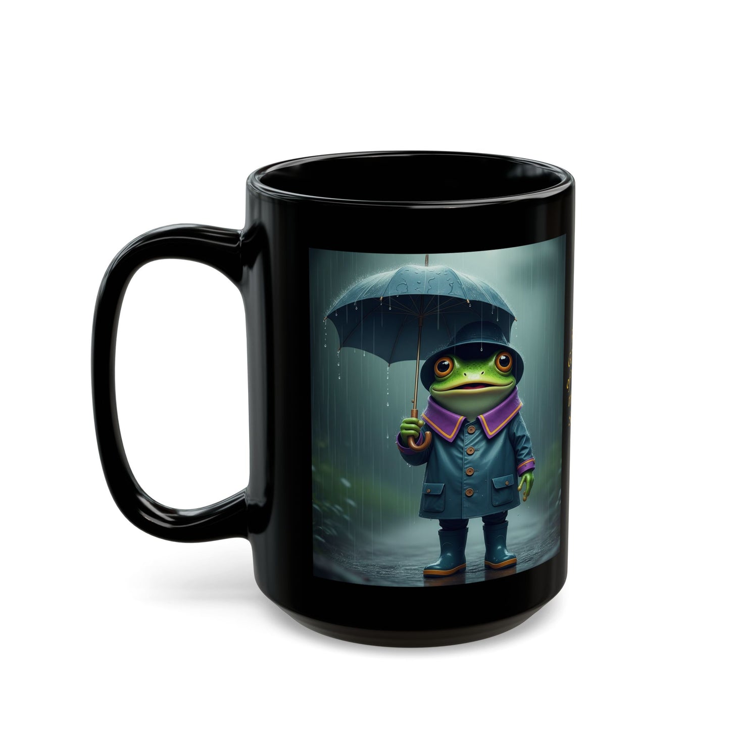 Cute Frogs in Rain Gear - Rain is GODs way of washing the Earth...