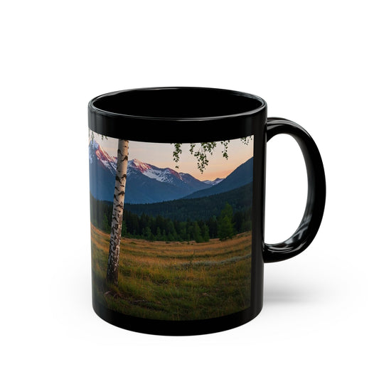 Mountain and Birch Tree Scene Scape