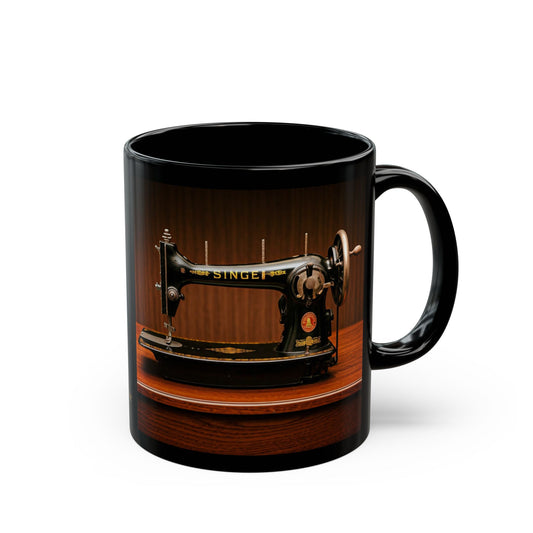 Sewing Theme Mug, Black Coffee Cup with Sayings (11 oz, 15 oz)
