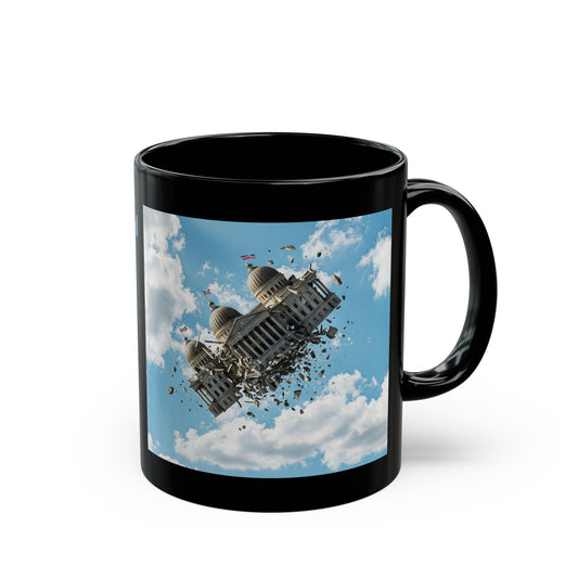 United We Stand Black Mug, Patriotic American Coffee Cup USA Pride Mug.