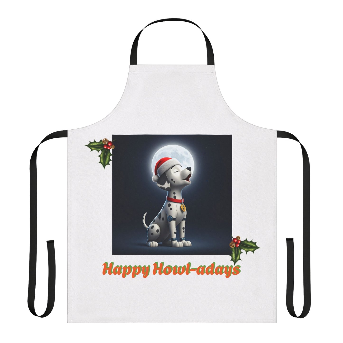 Apron, Howling Dalmation Puppy, Happy Howl-adays and Holly Design