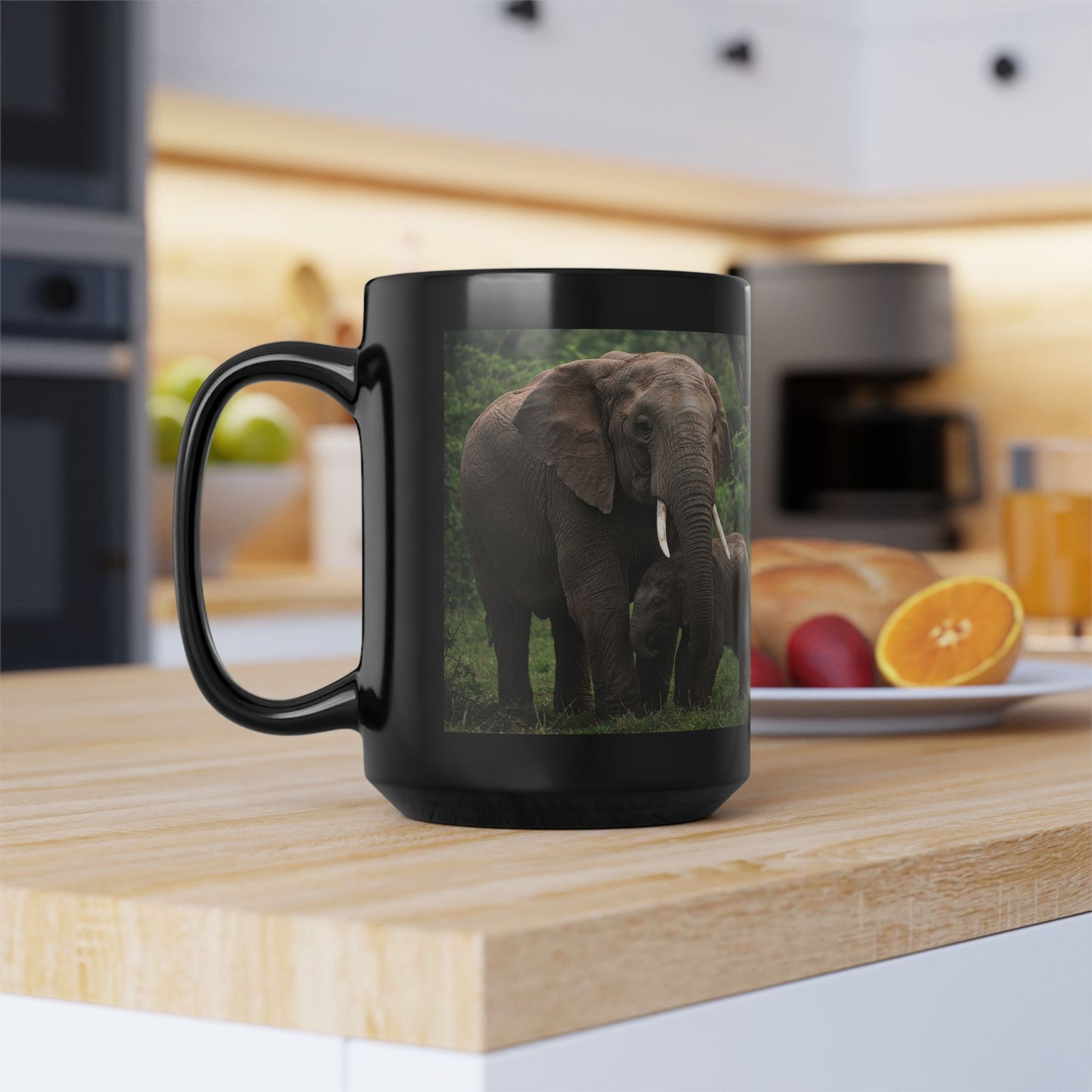 Mt Kilimanjaro, Elephants Safari Black Mug (11oz, 15oz)