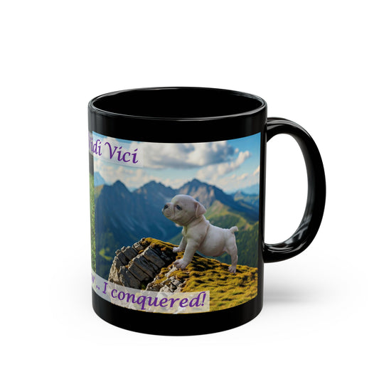 Veni Vidi Vici, British Bulldog Puppy Emma  Black Mug (11oz, 15oz)