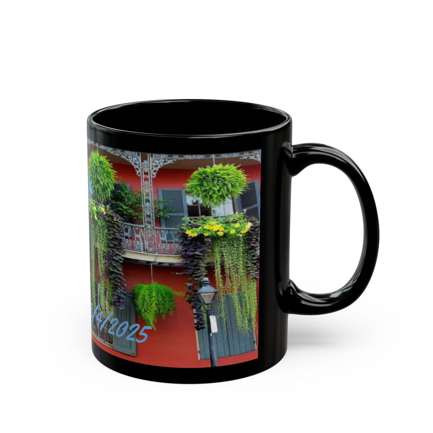 Mardi Gras, French Quarter Architecture design, Black Mug (11oz, 15oz), NOLA