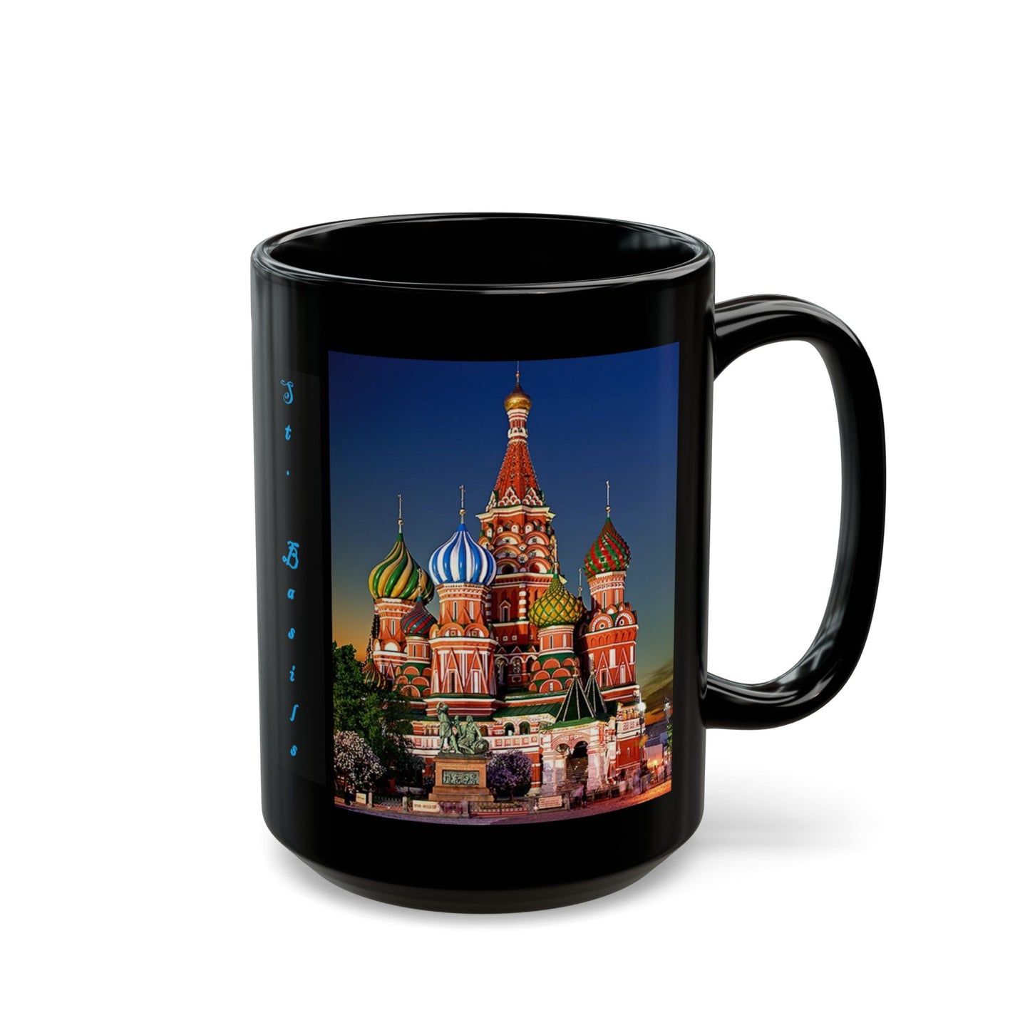 St Basils Cathedral & Interior Black Mug (11oz, 15oz) - Moscow Landmark of Russian Architecture