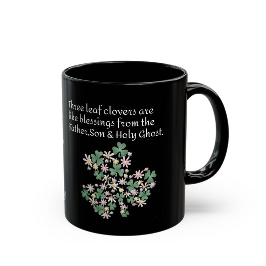 Shamrock Bouquet St Patrick's Day, Luck of the Irish Mug, Black Coffee Cup (11oz 15oz)