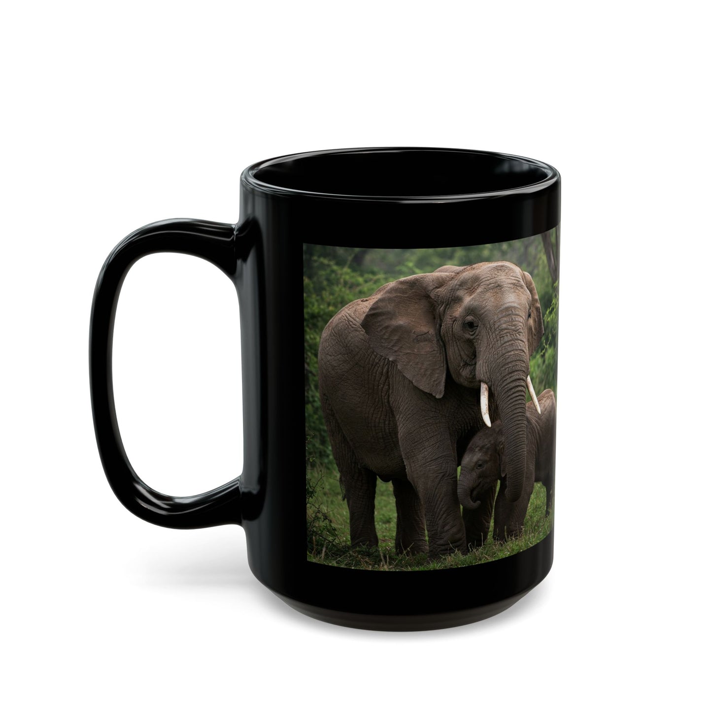 Mt Kilimanjaro, Elephants Safari Black Mug (11oz, 15oz)