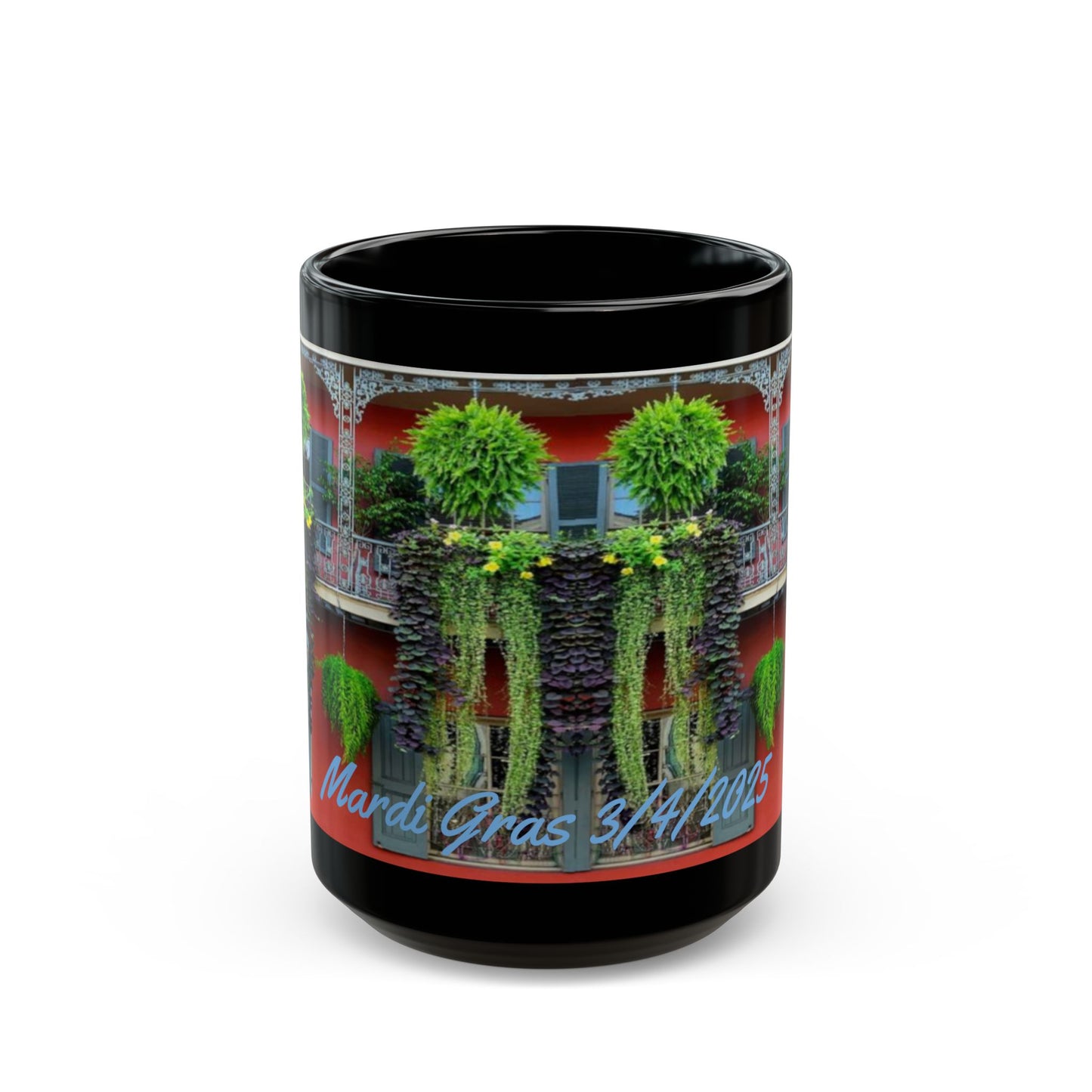 Mardi Gras, French Quarter Architecture design, Black Mug (11oz, 15oz), NOLA
