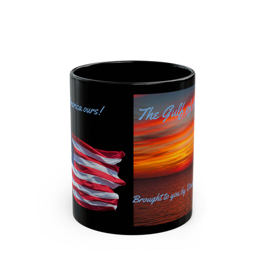 Gulf Of America Black Mug, Keep America Ours, Patriotic American Gift, USA Flag Coffee Cup, 4th of July Mug, Political