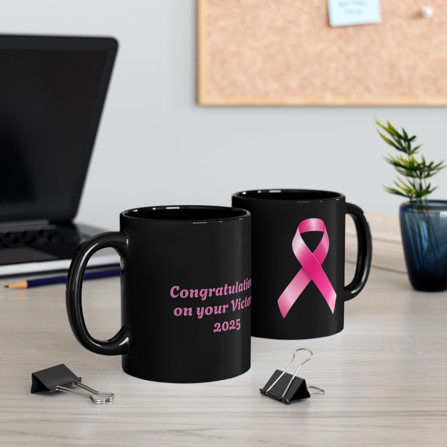 Pink Ribbon of Victory - 2025 Mug, Cancer Survivor Gift (11oz, 15oz)