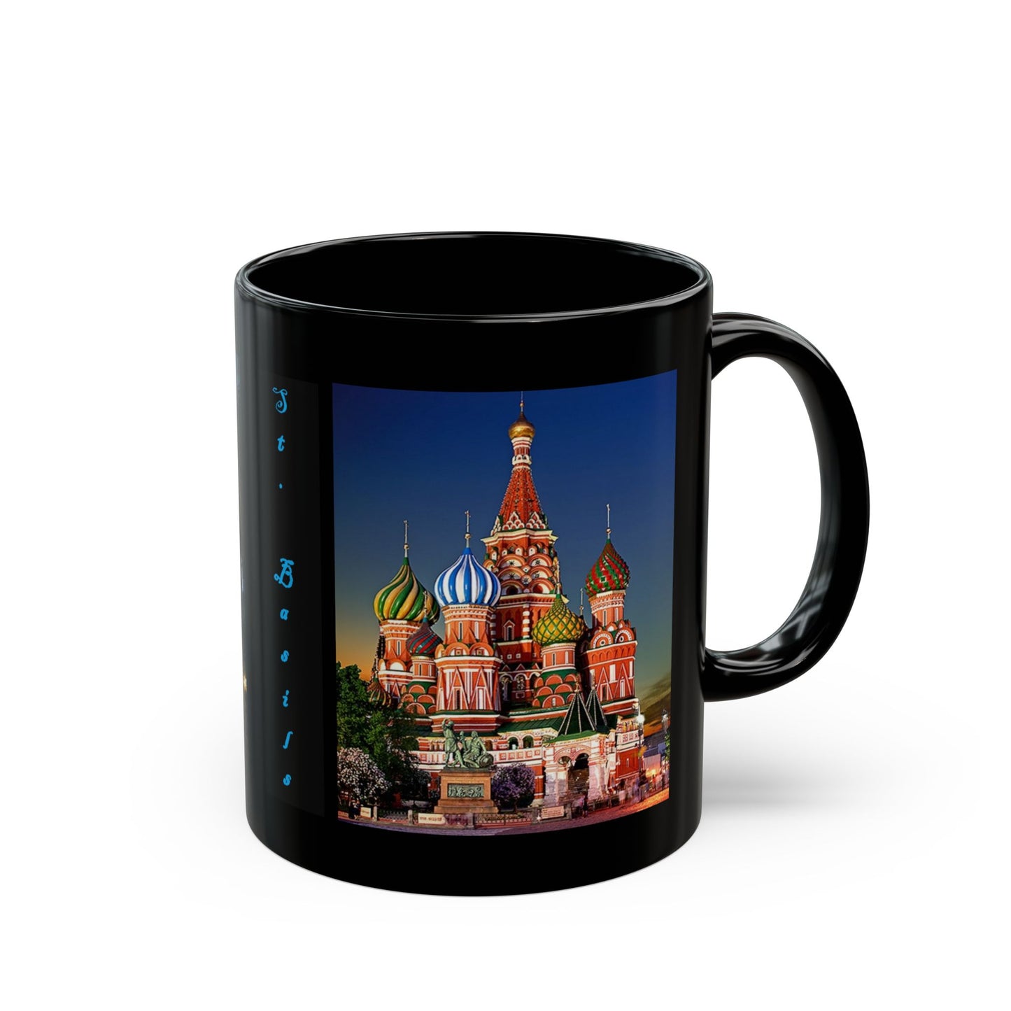 St Basils Cathedral & Interior Black Mug (11oz, 15oz) - Moscow Landmark of Russian Architecture