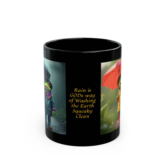 Cute Frogs in Rain Gear - Rain is GODs way of washing the Earth...