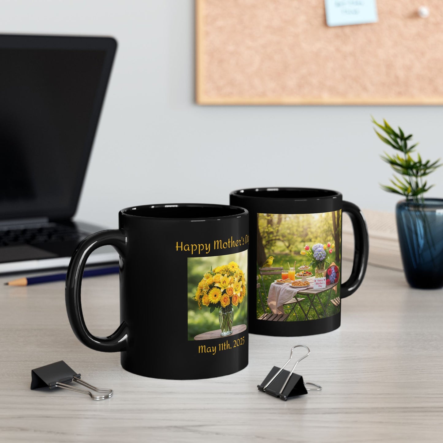 Mother's Day Floral Table with Yellow Bouquet Mug