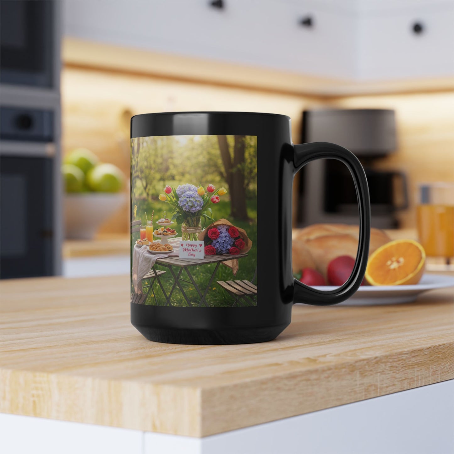 Mother's Day Floral Table with Yellow Bouquet Mug