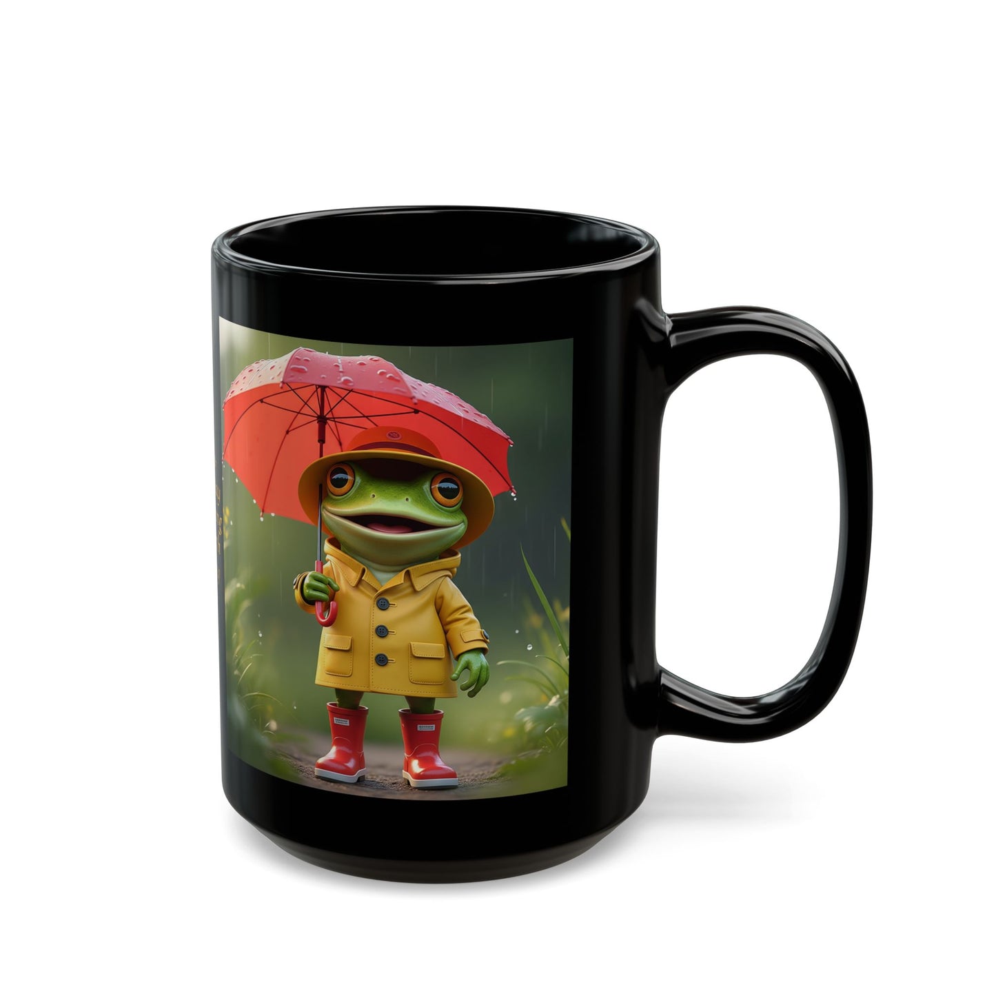 Cute Frogs in Rain Gear - Rain is GODs way of washing the Earth...