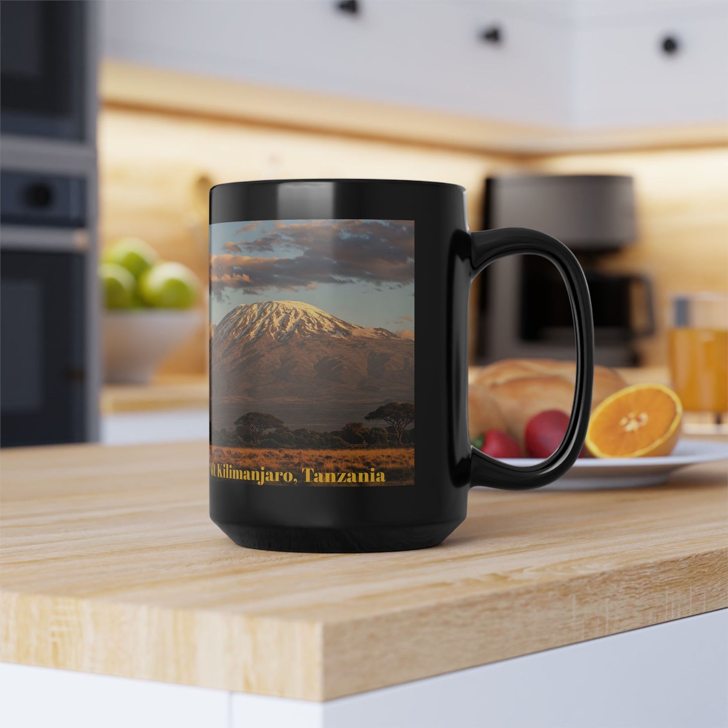 Mt Kilimanjaro, Elephants Safari Black Mug (11oz, 15oz)