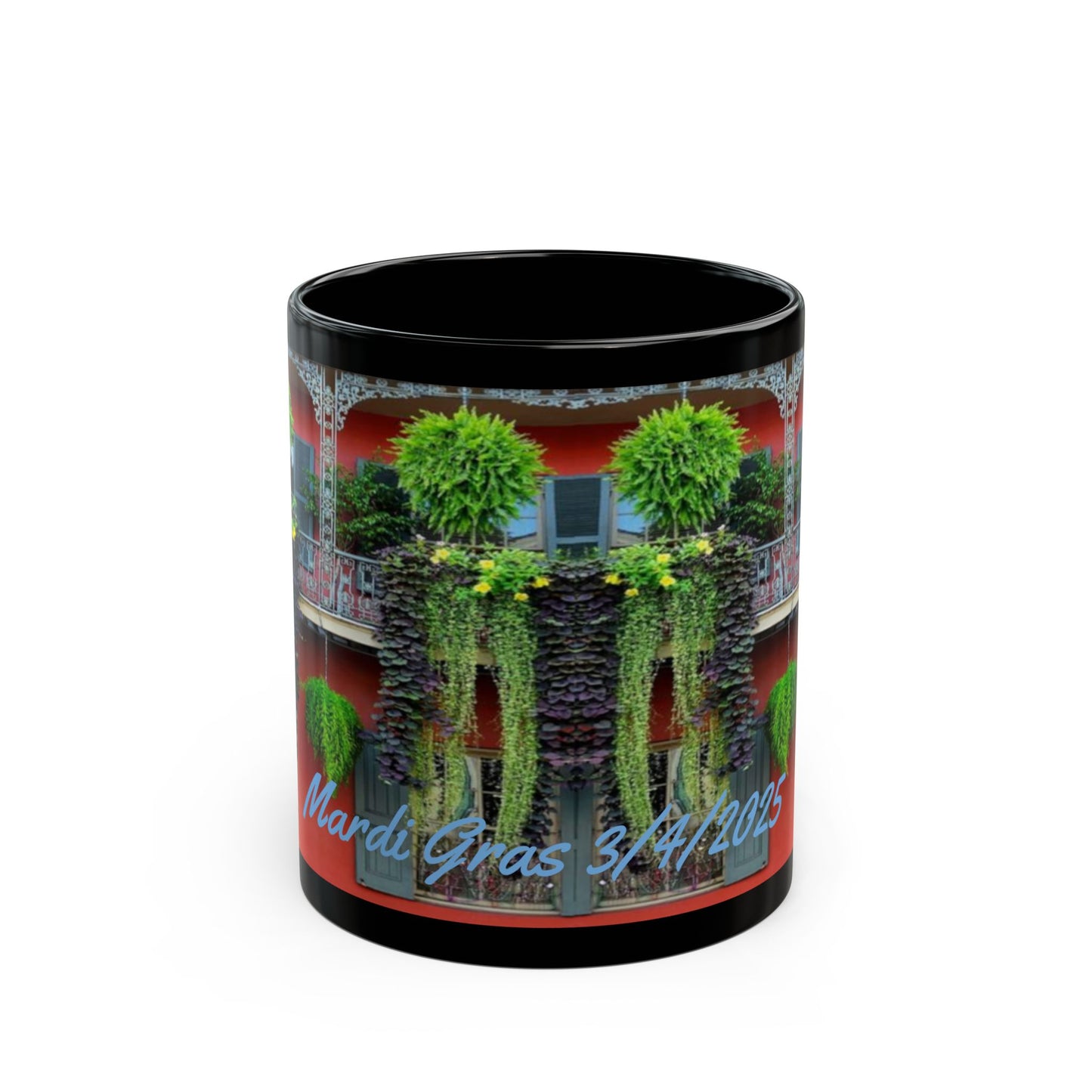 Mardi Gras, French Quarter Architecture design, Black Mug (11oz, 15oz), NOLA