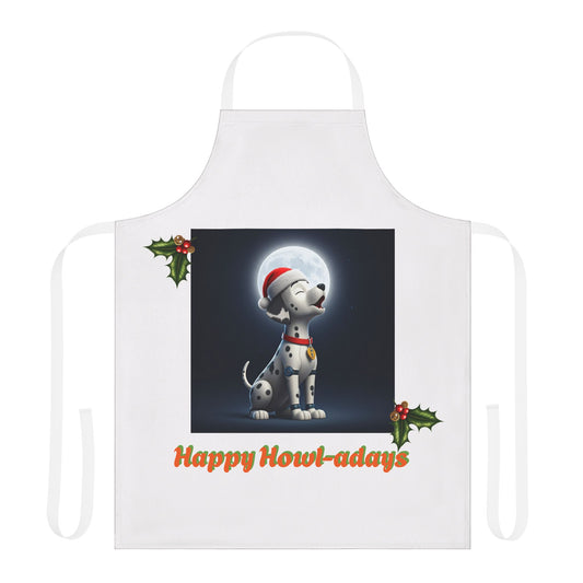 Apron, Howling Dalmation Puppy, Happy Howl-adays and Holly Design