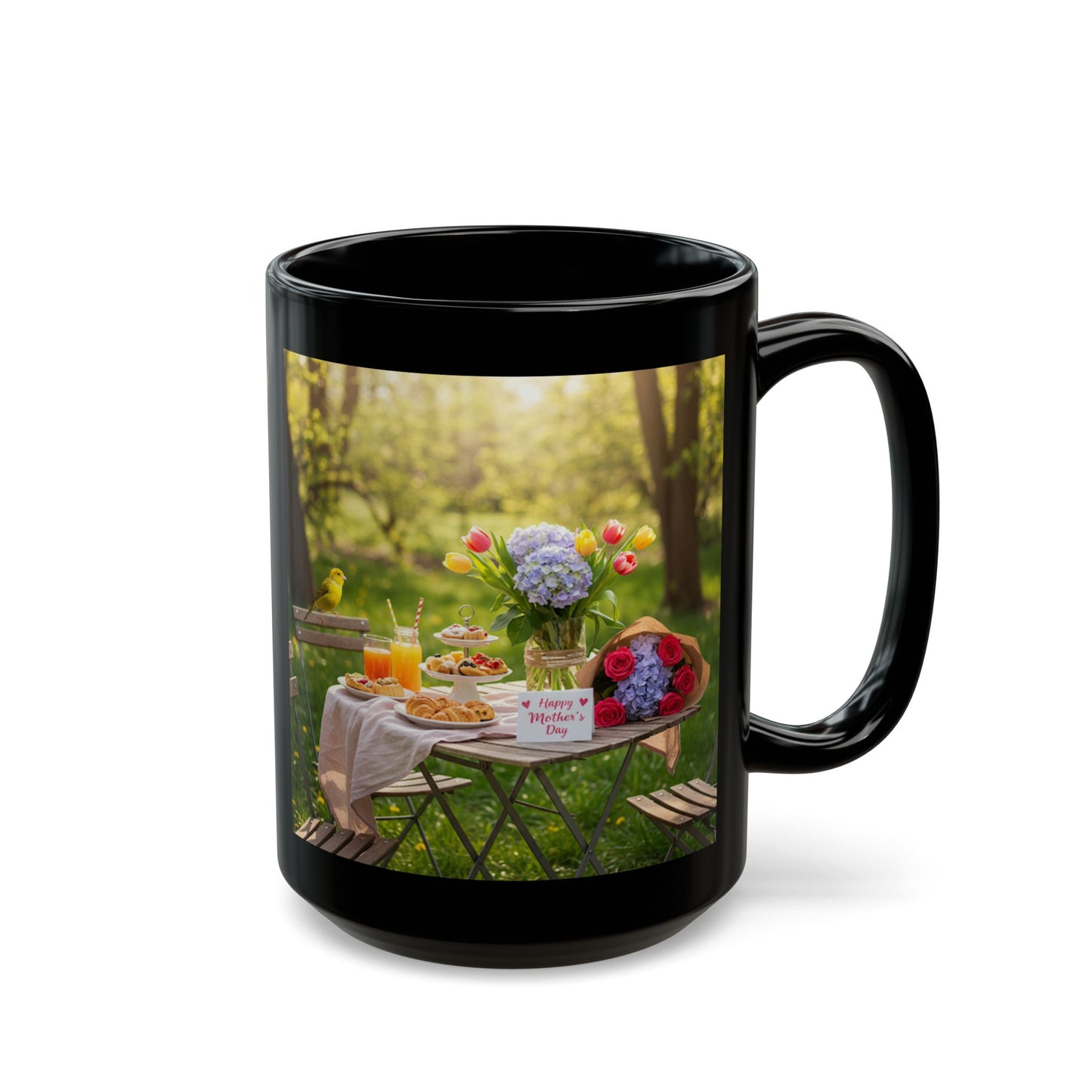 Mother's Day Floral Table with Yellow Bouquet Mug